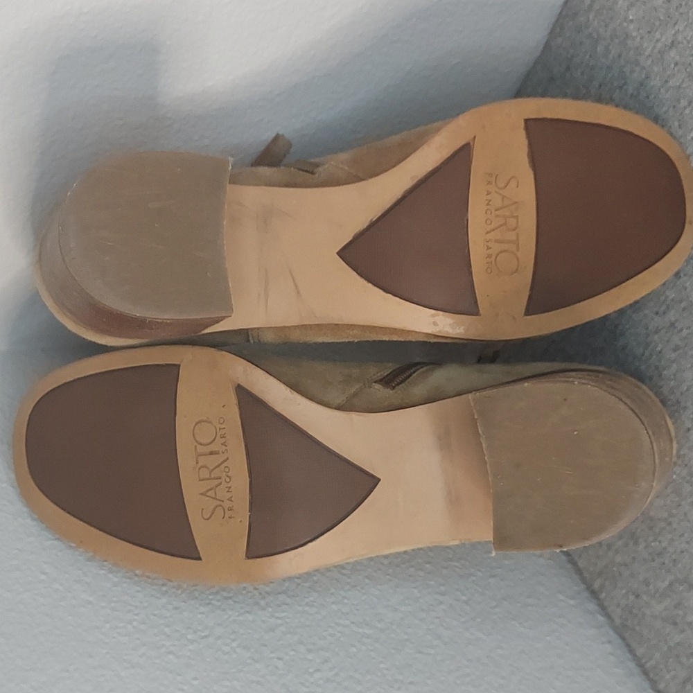 Franco Sarto Matisse Tan Suede Ankle Bootie Short Heel Side Zip Size US8 EU38 - Picture 7 of 12